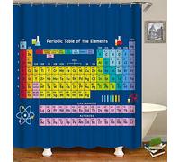 FANSU Shower Curtain Waterproof Anti Mould Water Resistant Mould Proof, 3D Printed Polyester Fabric Bath Curtains Bathroom Curtains with Hooks Home Decor (Periodic Table,180x180cm)