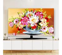 FANSU Simple Floral Print TV Dust Cover,TV Screen Cover,Universal Elastic Television All-Inclusive Protection,Computer Dust for 32” to 80” Television/PC Display Decoration (Floral 3,65Inch)