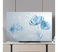 FANSU Simple Floral Print TV Dust Cover,TV Screen Cover,Universal Elastic Television All-Inclusive Protection,Computer Dust for 32” to 80” Television/PC Display Decoration (Blue,37-39Inch)