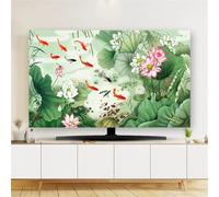 FANSU Simple Floral Print TV Dust Cover,TV Screen Cover,Universal Elastic Television All-Inclusive Protection,Computer Dust for 32” to 80” Television/PC Display Decoration (Lotus,75Inch)