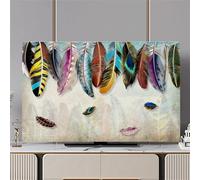 FANSU Simple Modern Style TV Dust Cover,TV Screen Cover,Universal Elastic Television All-Inclusive Protection,Computer Dust for 32” to 80” Television/PC Display Decoration (Feathers,75Inch)