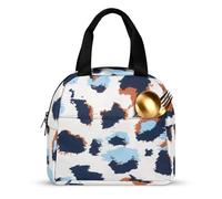 FANSU Simple Modern Texture Lunch Bag, Insulated Lunch Bag, Wide Open Portable Cooler Lunchbox, Waterproof Totes,Handbag Men Women for Outdoor,Beach,Camping,Travel,Picnic (Blue,22x20x13cm)