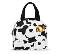 FANSU Simple Modern Texture Lunch Bag, Insulated Lunch Bag, Wide Open Portable Cooler Lunchbox, Waterproof Totes,Handbag Men Women for Outdoor,Beach,Camping,Travel,Picnic (Black White,22x20x13cm)