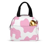 FANSU Simple Modern Texture Lunch Bag, Insulated Lunch Bag, Wide Open Portable Cooler Lunchbox, Waterproof Totes,Handbag Men Women for Outdoor,Beach,Camping,Travel,Picnic (Pink,22x20x13cm)