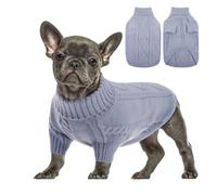 FANSU Small Dog Jumper, Soft Turtleneck Puppy Sweater Solid Colours Warm Knit Dog Pullover Vest Coat for Small Medium Large Dogs and Cats (M,Light grey)