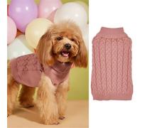 FANSU Small Dog Jumper Soft Turtleneck Thicken Knitted Puppy Sweater Solid Color Dog Pullover Vest Coat for Small Medium Large Dogs and Cats, Warm Pet Christmas Winter Outfit (M,Pink2)