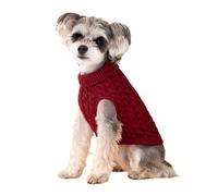 FANSU Small Dog Jumper, Solid Colours Soft Turtleneck Puppy Sweater Thicken Knit Dog Pullover Vest Coat for Small Medium Large Dogs and Cats, Warm Pet Xmas Winter Outfit (XL,Christmas Red)