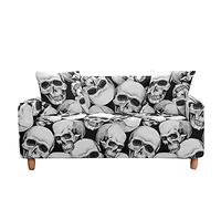 FANSU Sofa Cover 3D Skull Series Pattern Stretch Universal Sofa Slipcovers, Settee Loveseat Couch Home Decor, Soft Removable Washable Pet Furniture Protector (Grey Skull,2 seater)