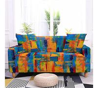 FANSU Sofa Cover Slipcover Stretch Furniture Cover 3D Hippie Style Universal Settee Couch Cover Home Decor, Non Slip Soft Removable Washable Pet Protector (Graffiti orange,2 seater)
