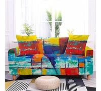 FANSU Sofa Cover Slipcover Stretch Furniture Cover 3D Hippie Style Universal Settee Couch Cover Home Decor, Non Slip Soft Removable Washable Pet Protector (Graffiti red,2 seater)