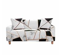 FANSU Sofa Cover Slipcover Stretch Furniture Cover 3D Marble Printed Universal Settee Couch Cover Home Decor,Non Slip Soft Removable Washable Pet Protector (Black copper wire,3 seater(190-230cm))