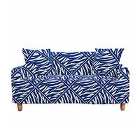 FANSU Sofa Cover Slipcover Stretch Furniture Cover Geometric Printed Universal Settee Couch Cover Home Decor, Non Slip Soft Removable Washable Pet Protector (Blue zebra pattern,2 seater(145-185cm))