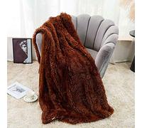 FANSU Soft Fluffy Bed Throws Solid Color Winter Shaggy Sofa Blankets Ultra Plush Warm Bedspread Bedding Solid Color Throws Blankets for Couch Chair (brown,130 * 160cm)