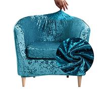 FANSU Soft Velvet Elastic Tub Chair Cover for Armchairs, Stretch Slipcover Dust Proof 2-Pieces Sofa Cover Removable Washable Furniture Protector Covers for Club Tub Chairs (turquoise)