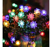 FANSU Solar Lights Outdoor Garden String, Lotus Flower Outdoor Garden String Lights IP44 Waterproof Outside Lighting LED, 8 Modes, for Party Wedding Balcony Terrace (Colorful,12 M/100 LED)