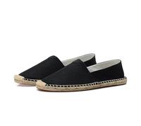 FANSU Solid Color Espadrilles Women, Comfortable and Portable Women's Espadrille Shoes, Slip-on Flat Espadrilles, Ladies Canvas Shoes No Laces Black