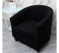 FANSU Solid color Tub Chair Cover for Armchairs, Plain Stretch Slipcover Dust Proof 2-Pieces Sofa Cover Removable Washable Furniture Protector Covers for Club Tub Chairs (Black)