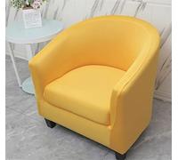 FANSU Solid color Tub Chair Cover for Armchairs, Plain Stretch Slipcover Dust Proof 2-Pieces Sofa Cover Removable Washable Furniture Protector Covers for Club Tub Chairs (Yellow)