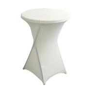 FANSU Spandex Cocktail Table Cover, Round Stretch Cocktail Table Cover Stretchy Table Covers Cocktail Table, 4 Legs Pockets Round Bar Tablecloth for Banquet Wedding (60x110cm,Cream White)