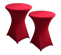 FANSU Spandex Cocktail Table Cover, Set of 2 Round Stretch Cocktail Table Cover Stretchy Table Covers Cocktail Table, 4 Legs Pockets Round Bar Table Cover Tablecloth (Burgundy,70x110cm)