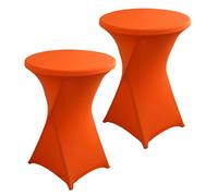 FANSU Spandex Cocktail Table Cover, Set of 2 Round Stretch Cocktail Table Cover Stretchy Table Covers Cocktail Table, 4 Legs Pockets Round Bar Table Cover Tablecloth (Orange,70x110cm)
