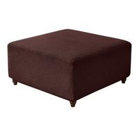 FANSU Square Ottoman Cover, Jacquard Stretch Footstool Slipcover Small/Medium/Large Storage Stool Protector Covers with Elastic Bottom, Slipcover Storage Footstool (Coffee A,L)