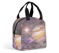 FANSU Starry Sky Style Lunch Bag, Insulated Lunch Bag, Wide Open Portable Cooler Lunchbox, Waterproof Totes,Handbag Men Women for Outdoor,Beach,Camping,Travel,Picnic (Planet,22x20x13cm)