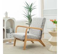 FANSU Stretch Arm Chair Covers for Mid Century Modern Upholstered Protector, 1 Seater Accent Chair Cover with Zipper Wooden Armchair Slipcover Elastic Furniture Protector (YT02 Geometric)