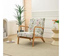 FANSU Stretch Arm Chair Covers for Mid Century Modern Upholstered Protector, 1 Seater Accent Chair Cover with Zipper Wooden Armchair Slipcover Elastic Furniture Protector (YT03 Floral Leaves)