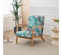 FANSU Stretch Arm Chair Covers for Mid Century Modern Upholstered Protector, 1 Seater Accent Chair Cover with Zipper Wooden Armchair Slipcover Elastic Furniture Protector (YT03 Paisley)