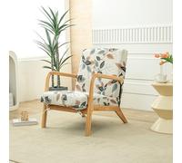 FANSU Stretch Arm Chair Covers for Mid Century Modern Upholstered Protector, 1 Seater Accent Chair Cover with Zipper Wooden Armchair Slipcover Elastic Furniture Protector (YT03 Leaves)
