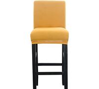 FANSU Stretch Bar Stool Chair Covers with Backrest, Modern Bar Stool Covers Solid Color Removable Washable Slipcovers for Kitchen Dinning Chair Counter Short Back Chair (Gold,1 piece)