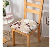 FANSU Stretch Dining Chair Seat Covers Set of 1/2/4/6, Dining Chair Seat Protector Cover with Ties Removable Washable Cushion Slipcovers for Office, Bar, Wedding, Party (Brown flowers,6pc)