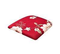 FANSU Stretch Dining Chair Seat Covers Set of 1 2 4 6, Flowers Pattern Chair Seat Covers with Ties Elastic Non Slip Chair Seat Slipcovers for Dining Room Kitchen Office (Red Flowers,4 Pieces)