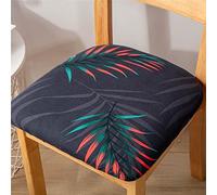 FANSU Stretch Dining Chair Seat Covers Set of 1 2 4 6, Leaf Pattern Chair Seat Covers with Ties Elastic Non Slip Chair Seat Slipcovers for Dining Room Kitchen Office (Red Leaves,6 Pieces)