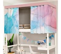 FANSU Students Dormitory Bunk Bed Curtain, Nordic Marble Cabin Bunk Bed Tent Curtain Breathable Dustproof Lightproof Single Sleeper Privacy Shading Cloth for Home School Dorm (Cyan,1.5x2m)