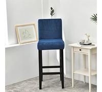 FANSU Super Soft Velvet Bar Stool Chair Covers with Backrest, Bar Stool Covers Stretch Removable Washable Chair Slipcovers for Kitchen Dinning Chair Counter Short Back Chair (Navy Blue,Set of 4)