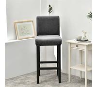 FANSU Super Soft Velvet Bar Stool Chair Covers with Backrest, Bar Stool Covers Stretch Removable Washable Chair Slipcovers for Kitchen Dinning Chair Counter Short Back Chair (Dark Grey,1 piece)