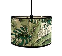 FANSU Table or Pendant Round Drum Lampshade, Modern Tropical Plant Pendant Lampshades Easy Fit Ceiling Pendant for Living Rooms, Bedroom, Hallways, Reading Room (Green Plants,30x30x20cm)