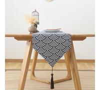 FANSU Table Runner, Japanese Style Table Runners for Dining Table, Linen Autumn Table Runner, Washable Table Runners for Holiday Party Dining Table (33x120cm,Waves)