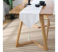 Fansu Table Runner Solid Color, Cotton Linen Handmade with Tassel Luxury European Modern Home Tablecover Decorative Classic Table Mat Dining Room Party Holiday Decoration (33×120cm,White)