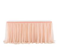 FANSU Table Tulle Skirt,Party Table Skirt Easy Assembly and Reusable Rectangle Round Tablecloth for Decoration Girl Birthday Wedding Baby Shower Holiday New Year Banquet (Rose Gold,4FT/122x77cm)