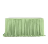 FANSU Table Tulle Skirt, Party Table Skirt Rectangle Round Tablecloth for Decoration Girl Party Birthday Wedding Baby Shower Holiday New Year Banquet (Sage Green,9FT/275x77cm)