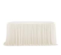 FANSU Table Tulle Skirt, Party Table Skirt Rectangle Round Tablecloth for Decoration Girl Party Birthday Wedding Baby Shower Holiday New Year Banquet (Creamy White,6FT/183x77cm)