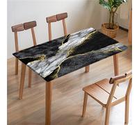 FANSU Tablecloth Picnic Covers Tablecloth Elastic Fitted Table Cloth Waterproof Classic Marble Tablecloths Rectangle Square for Outdoor Camping Indoor Party Decoration (140x80cm,Black Gray)