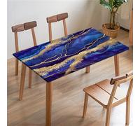 FANSU Tablecloth Picnic Covers Tablecloth Elastic Fitted Table Cloth Waterproof Classic Marble Tablecloths Rectangle Square for Outdoor Camping Indoor Party Decoration (140x140cm,Royal Blue)