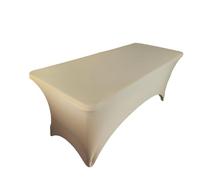 FANSU Tablecloth Rectangular Spandex, Fitted Table Cloth Rectangle Elasticated Table Cover Stretch Tablecloths Washable for Birthday Party Wedding Event Banquet (6FT/183x76cm,Champagne Color)