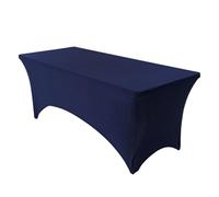 FANSU Tablecloth Rectangular Spandex, Fitted Table Cloth Rectangle Elasticated Table Cover Stretch Tablecloths Washable for Party Wedding Event Banquet Birthday (Navy Blue,6FT/183x76cm)