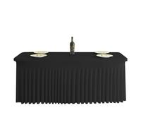 FANSU Tablecloth Skirt, Spandex Tablecloth Fitted Table Cloth Elasticated Table Cover Rectangle Stretch Table Cover Tablecloths for Party Wedding Banquet Birthday (Black A,4FT/122x60cm)