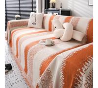 FANSU Throw for Sofa Large 1/2/3/4 Seater, Patchwork Stripe Soft Throw Blanket Sofa Versatile Blanket Throw Blanket for Chair Settees Couch Sofa Bed 4 Seat(180x380cm,Orange)